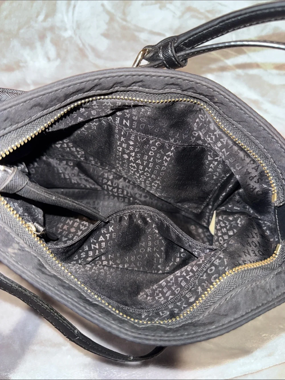 kate spade Black Nylon Crossbody with Gold Hardware